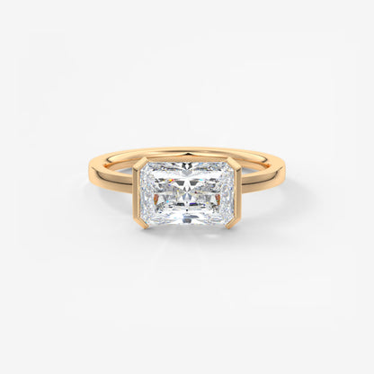 Alosta Elongated Radiant East-West Half Bezel Engagement Ring – Lab Diamond or Moissanite