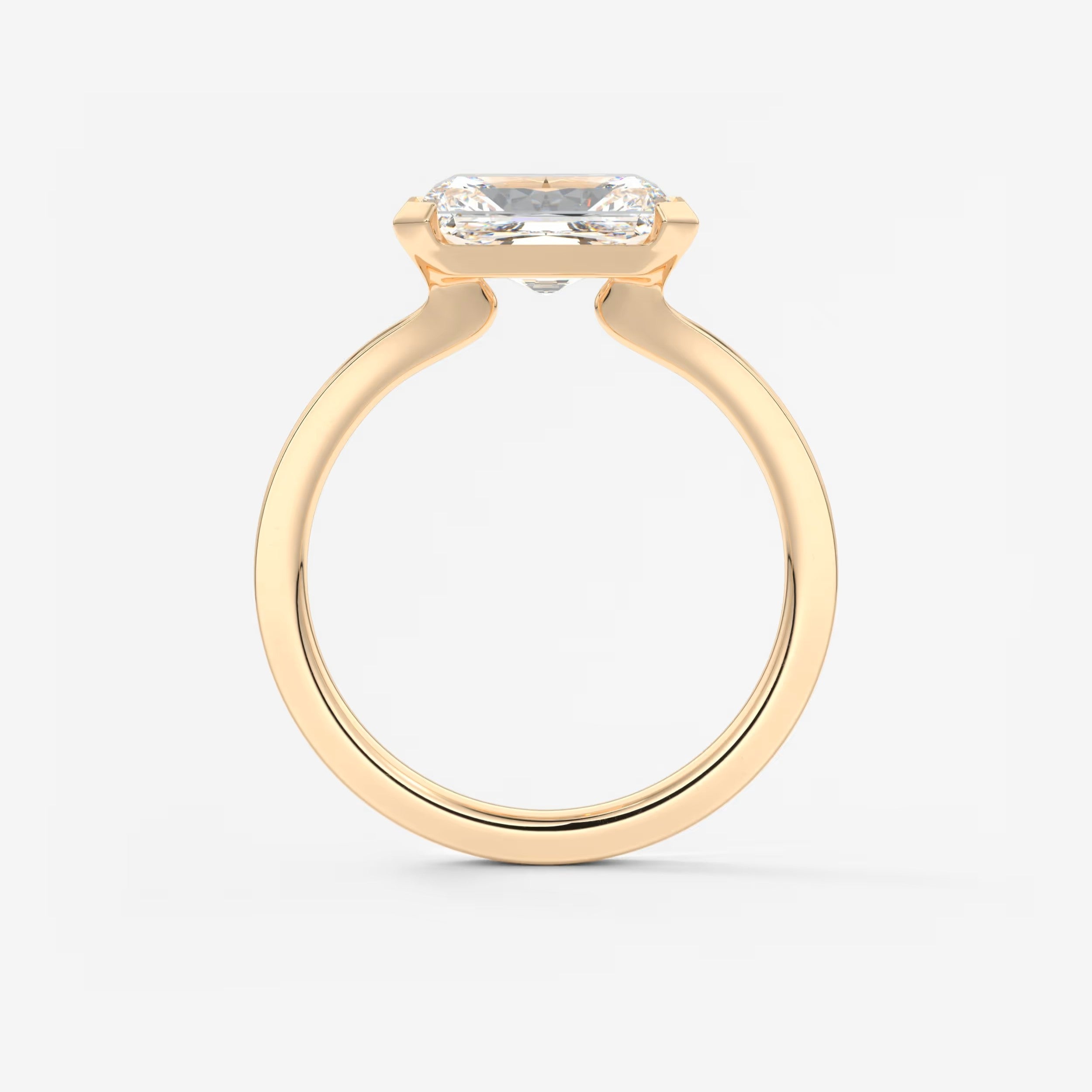 Alosta Elongated Radiant East-West Half Bezel Engagement Ring – Lab Diamond or Moissanite