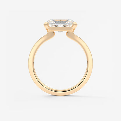 Alosta Elongated Radiant East-West Half Bezel Engagement Ring – Lab Diamond or Moissanite