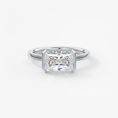 Alosta Elongated Radiant East-West Half Bezel Engagement Ring – Lab Diamond or Moissanite