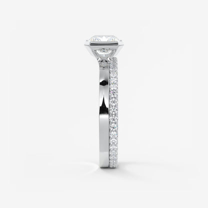 Alosta Elongated Radiant East-West Half Bezel Engagement Ring – Lab Diamond or Moissanite