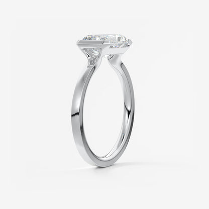 Alosta Elongated Radiant East-West Half Bezel Engagement Ring – Lab Diamond or Moissanite