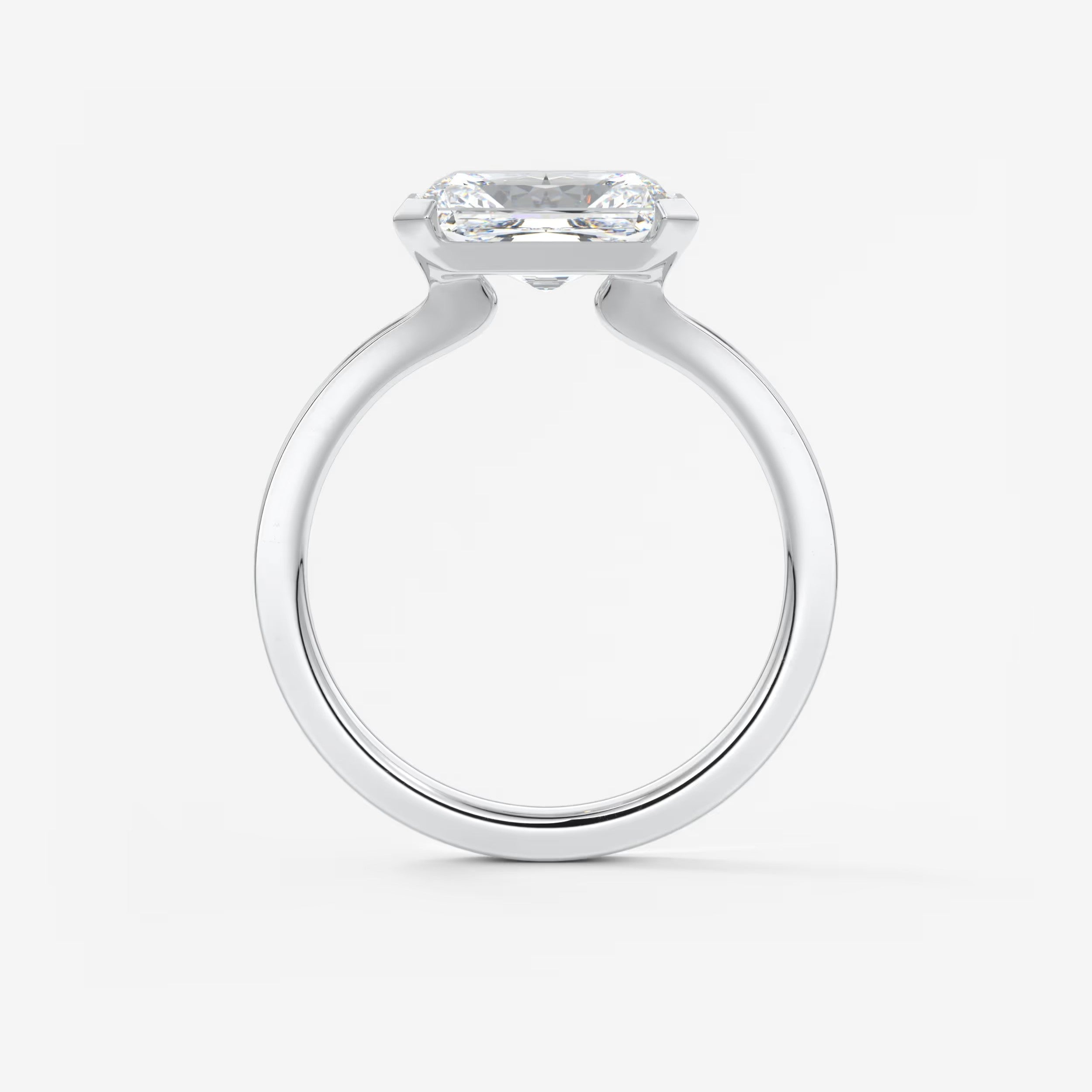 Alosta Elongated Radiant East-West Half Bezel Engagement Ring – Lab Diamond or Moissanite