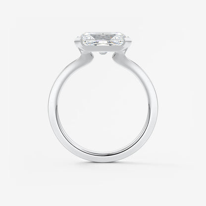 Alosta Elongated Radiant East-West Half Bezel Engagement Ring – Lab Diamond or Moissanite