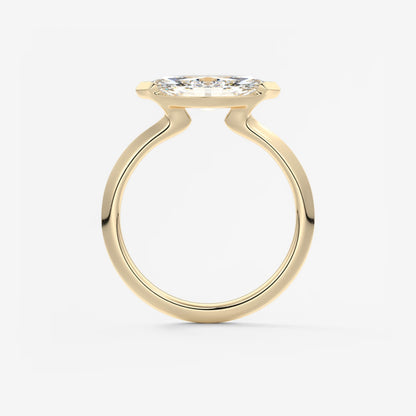 Alosta Marquise East-West Half Bezel Engagement Ring – Lab Diamond or Moissanite