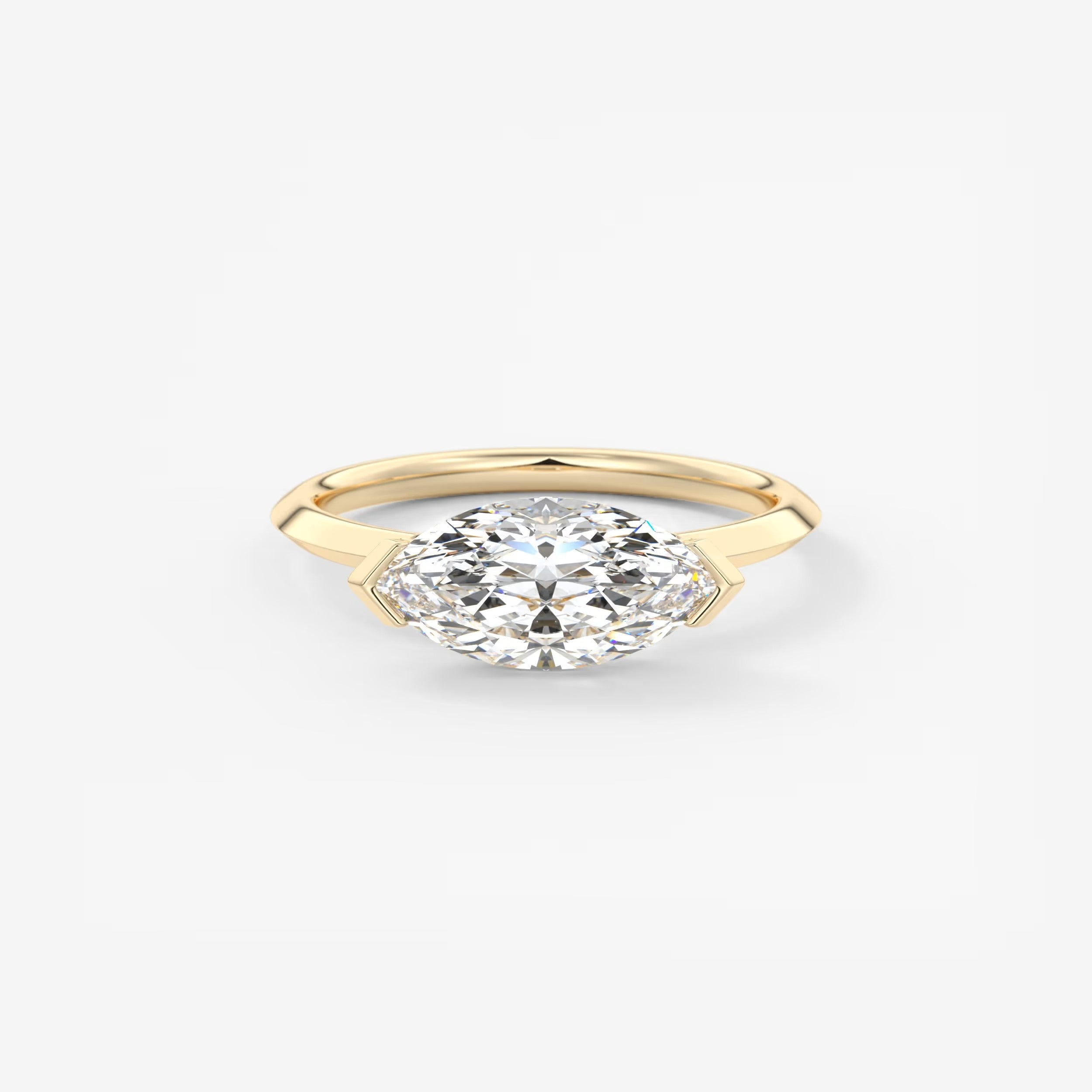 Alosta Marquise East-West Half Bezel Engagement Ring – Lab Diamond or Moissanite