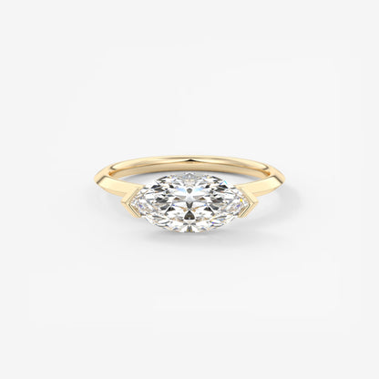 Alosta Marquise East-West Half Bezel Engagement Ring – Lab Diamond or Moissanite