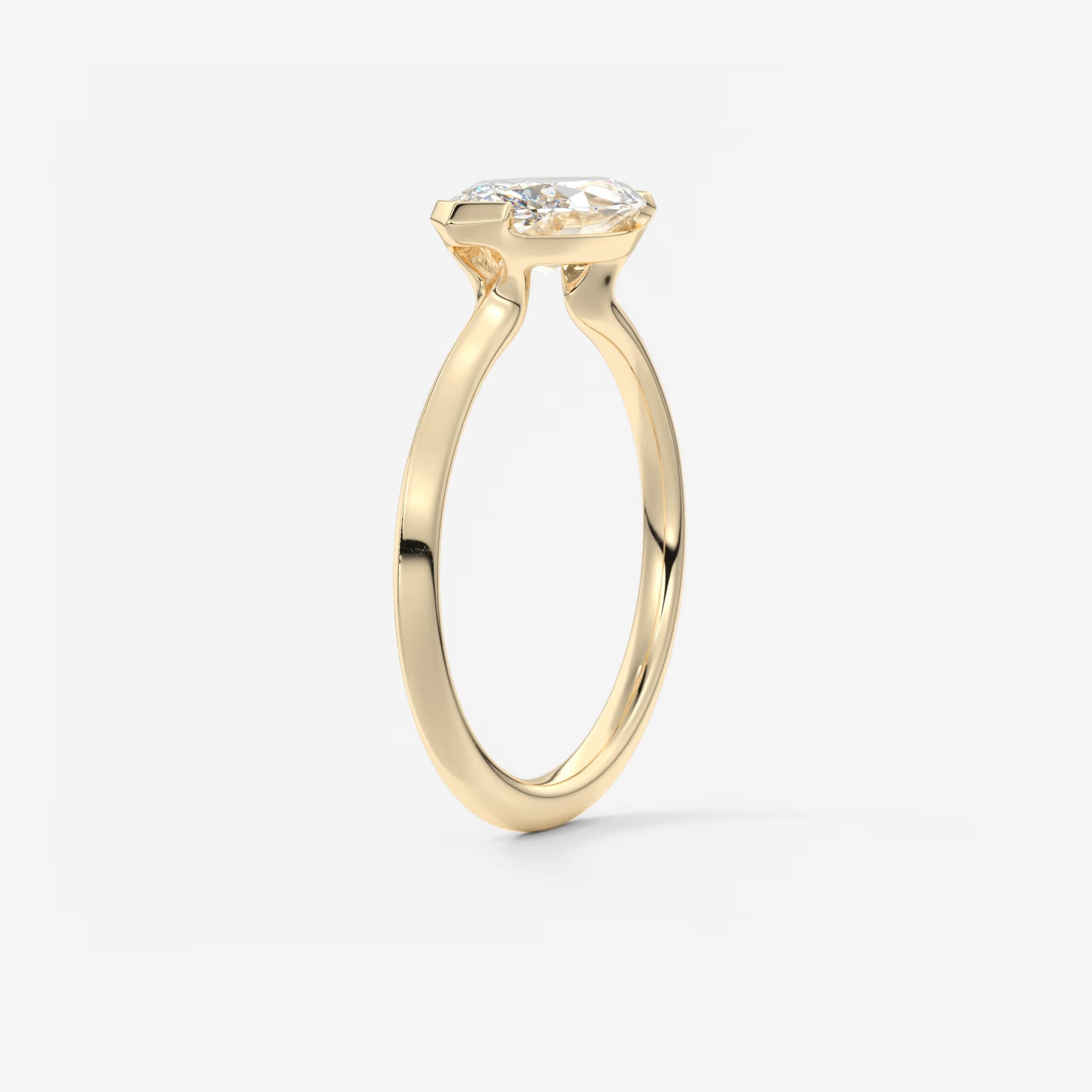 Alosta Marquise East-West Half Bezel Engagement Ring – Lab Diamond or Moissanite