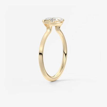 Alosta Marquise East-West Half Bezel Engagement Ring – Lab Diamond or Moissanite