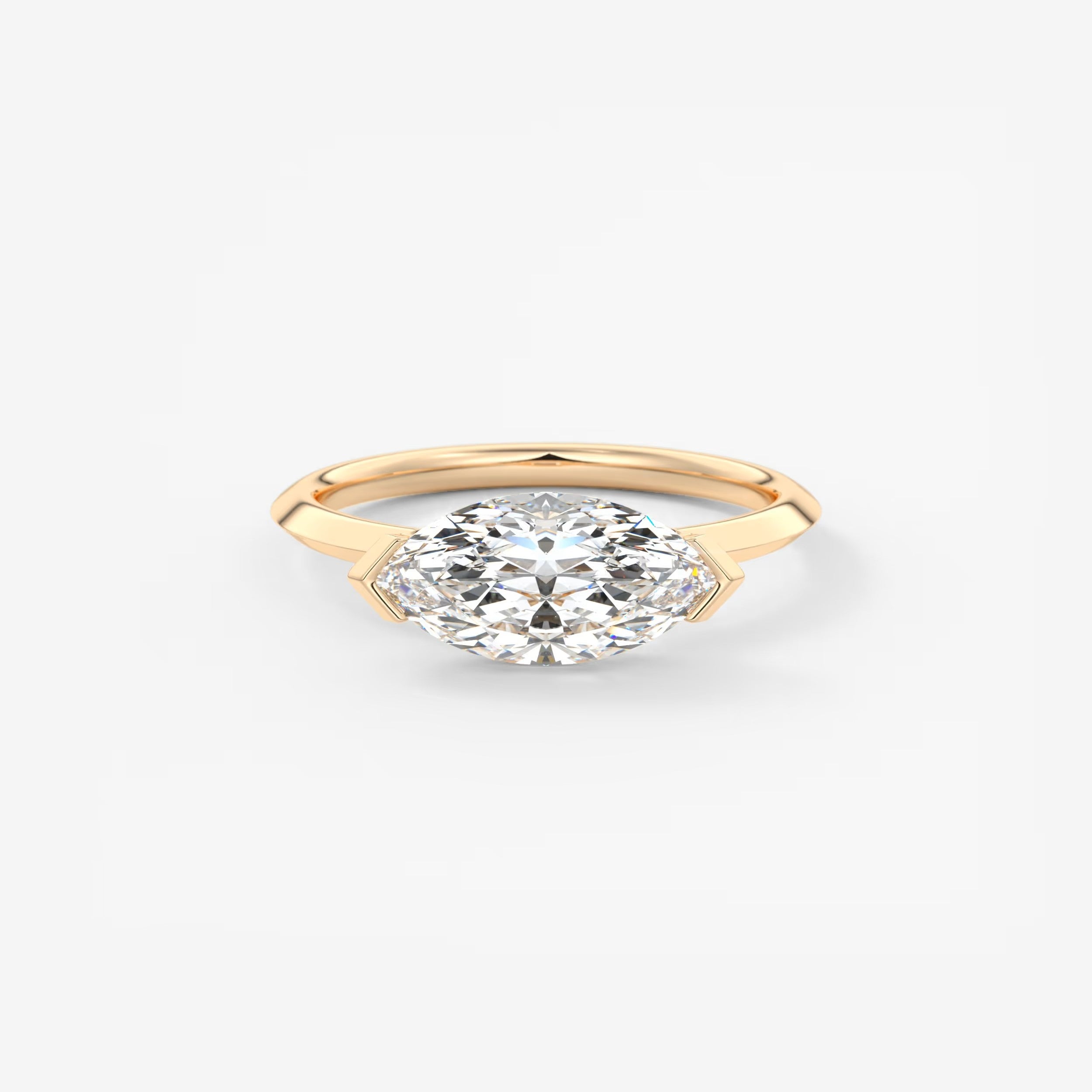 Alosta Marquise East-West Half Bezel Engagement Ring – Lab Diamond or Moissanite