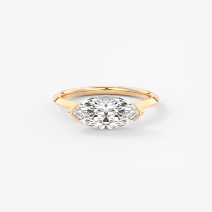 Alosta Marquise East-West Half Bezel Engagement Ring – Lab Diamond or Moissanite