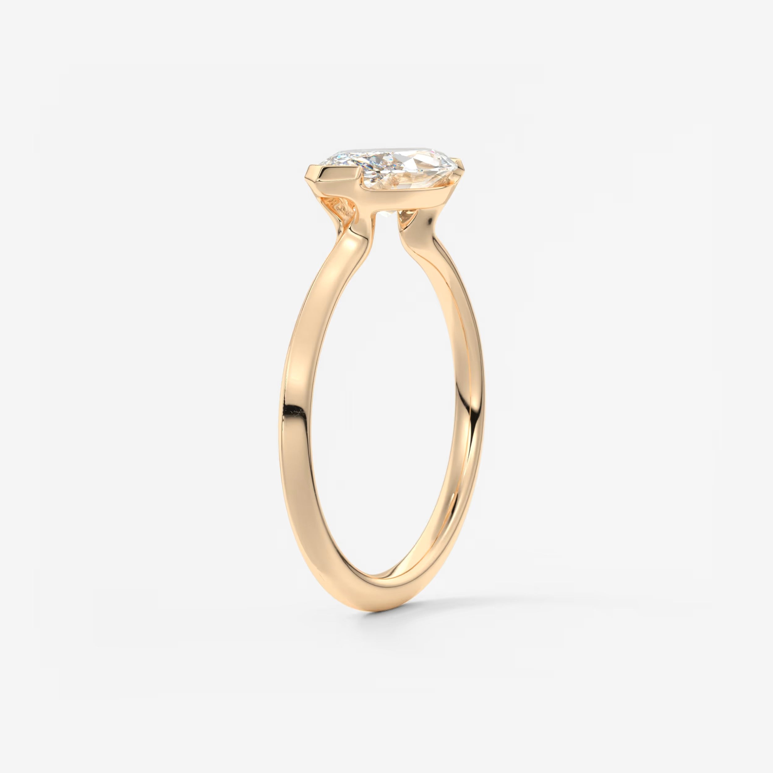 Alosta Marquise East-West Half Bezel Engagement Ring – Lab Diamond or Moissanite