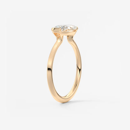 Alosta Marquise East-West Half Bezel Engagement Ring – Lab Diamond or Moissanite