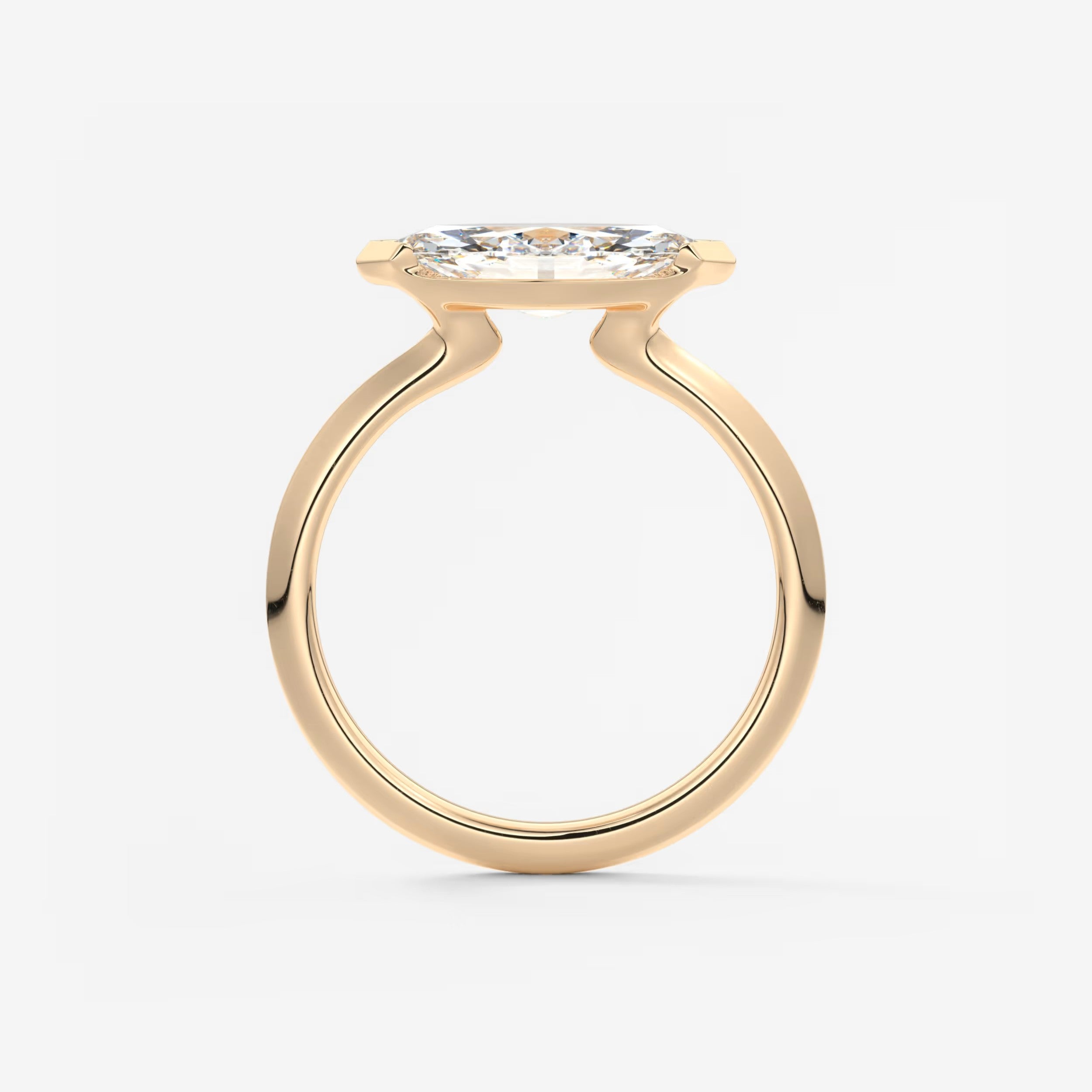 Alosta Marquise East-West Half Bezel Engagement Ring – Lab Diamond or Moissanite
