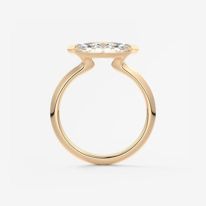 Alosta Marquise East-West Half Bezel Engagement Ring – Lab Diamond or Moissanite
