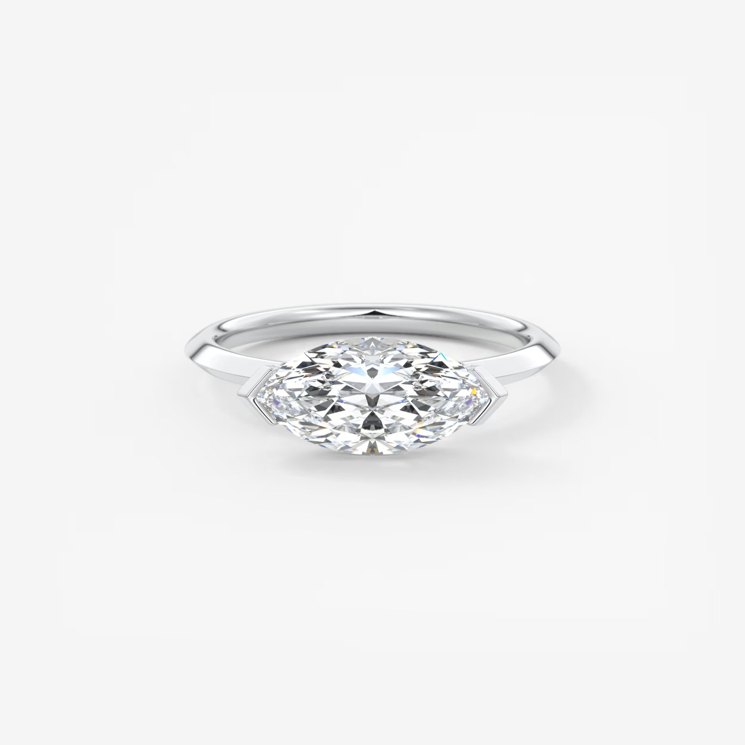 Alosta Marquise East-West Half Bezel Engagement Ring – Lab Diamond or Moissanite