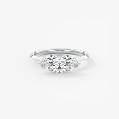 Alosta Marquise East-West Half Bezel Engagement Ring – Lab Diamond or Moissanite