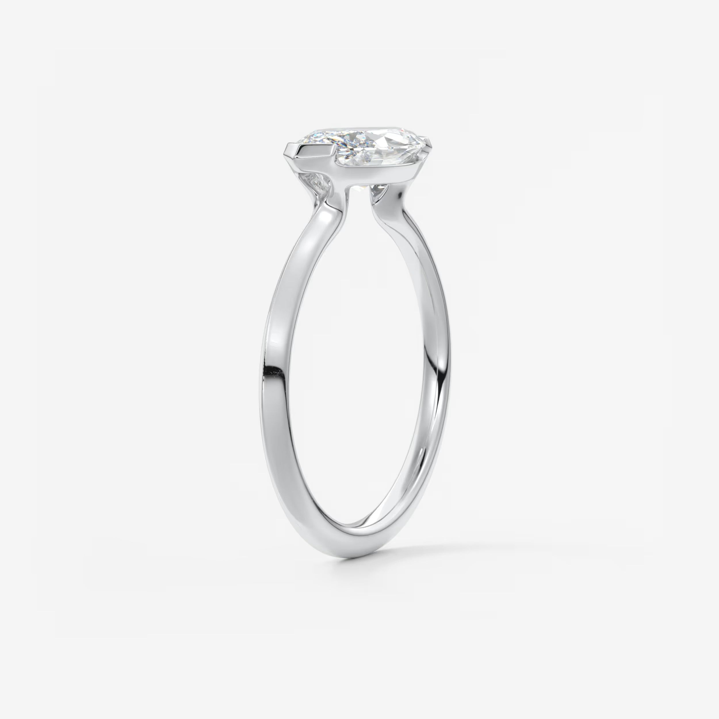 Alosta Marquise East-West Half Bezel Engagement Ring – Lab Diamond or Moissanite