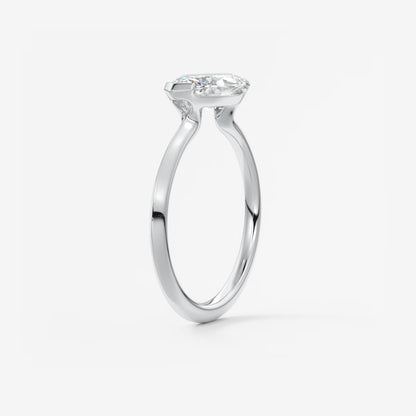 Alosta Marquise East-West Half Bezel Engagement Ring – Lab Diamond or Moissanite