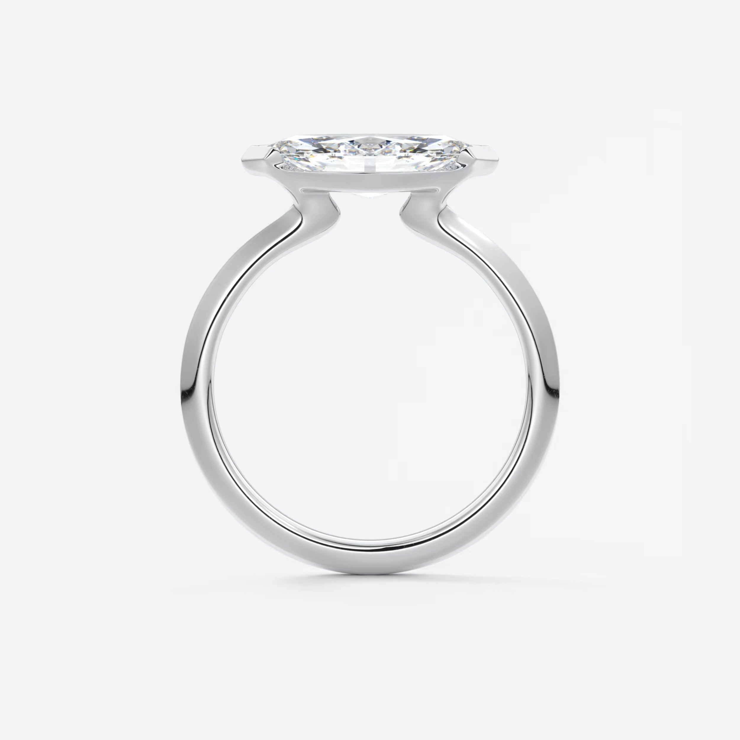 Alosta Marquise East-West Half Bezel Engagement Ring – Lab Diamond or Moissanite