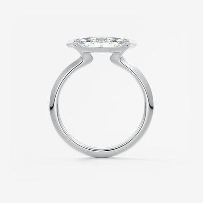 Alosta Marquise East-West Half Bezel Engagement Ring – Lab Diamond or Moissanite