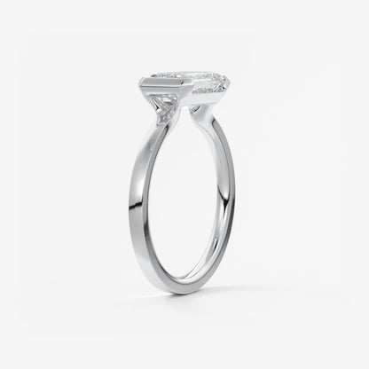 Alosta Emerald East-West Half Bezel Engagement Ring – Lab Diamond or Moissanite