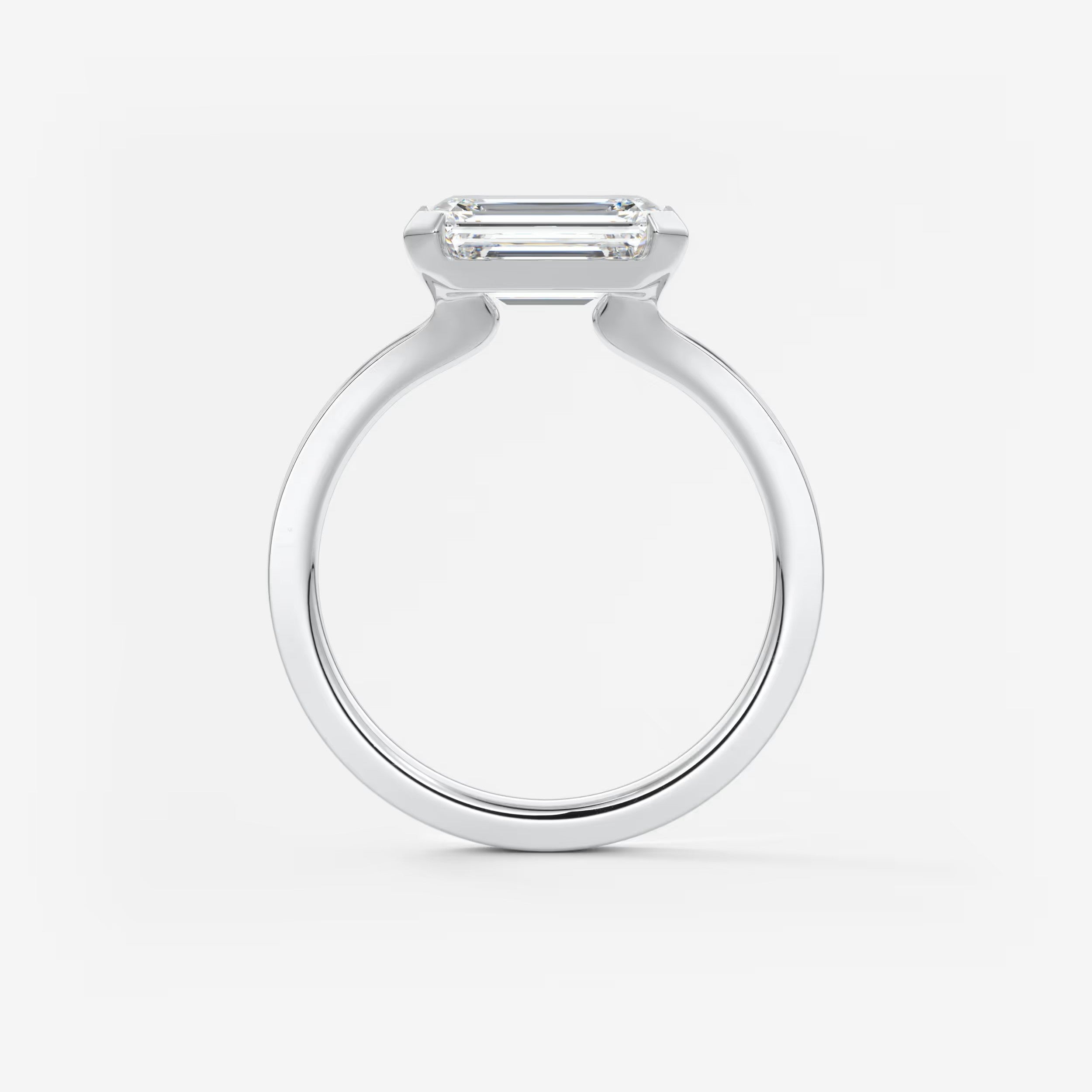 Alosta Emerald East-West Half Bezel Engagement Ring – Lab Diamond or Moissanite
