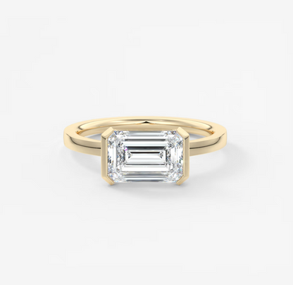Alosta Emerald Half Bezel Engagement Ring