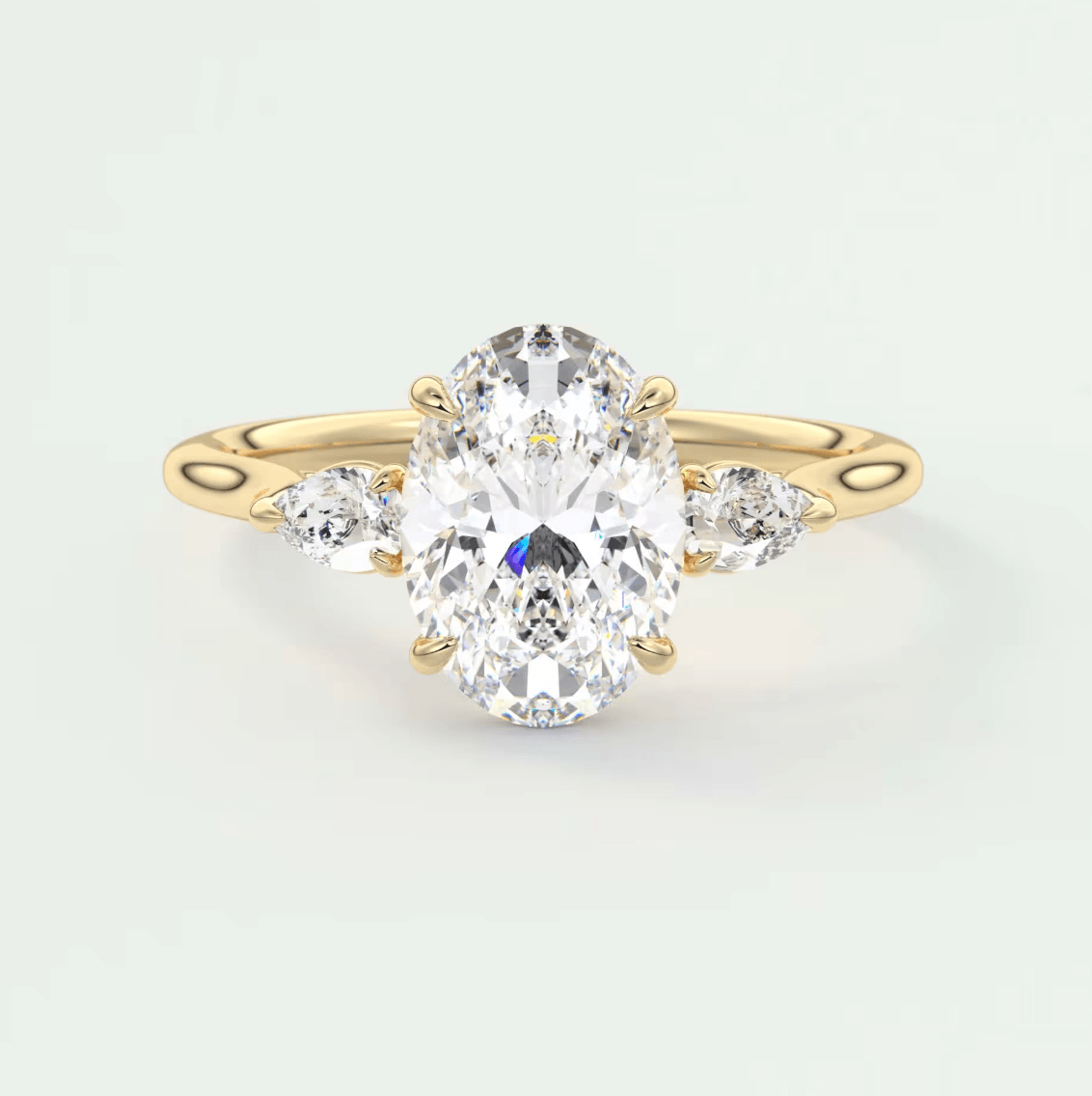 Amara Oval Three-Stone Engagement Ring – Lab Diamond or Moissanite