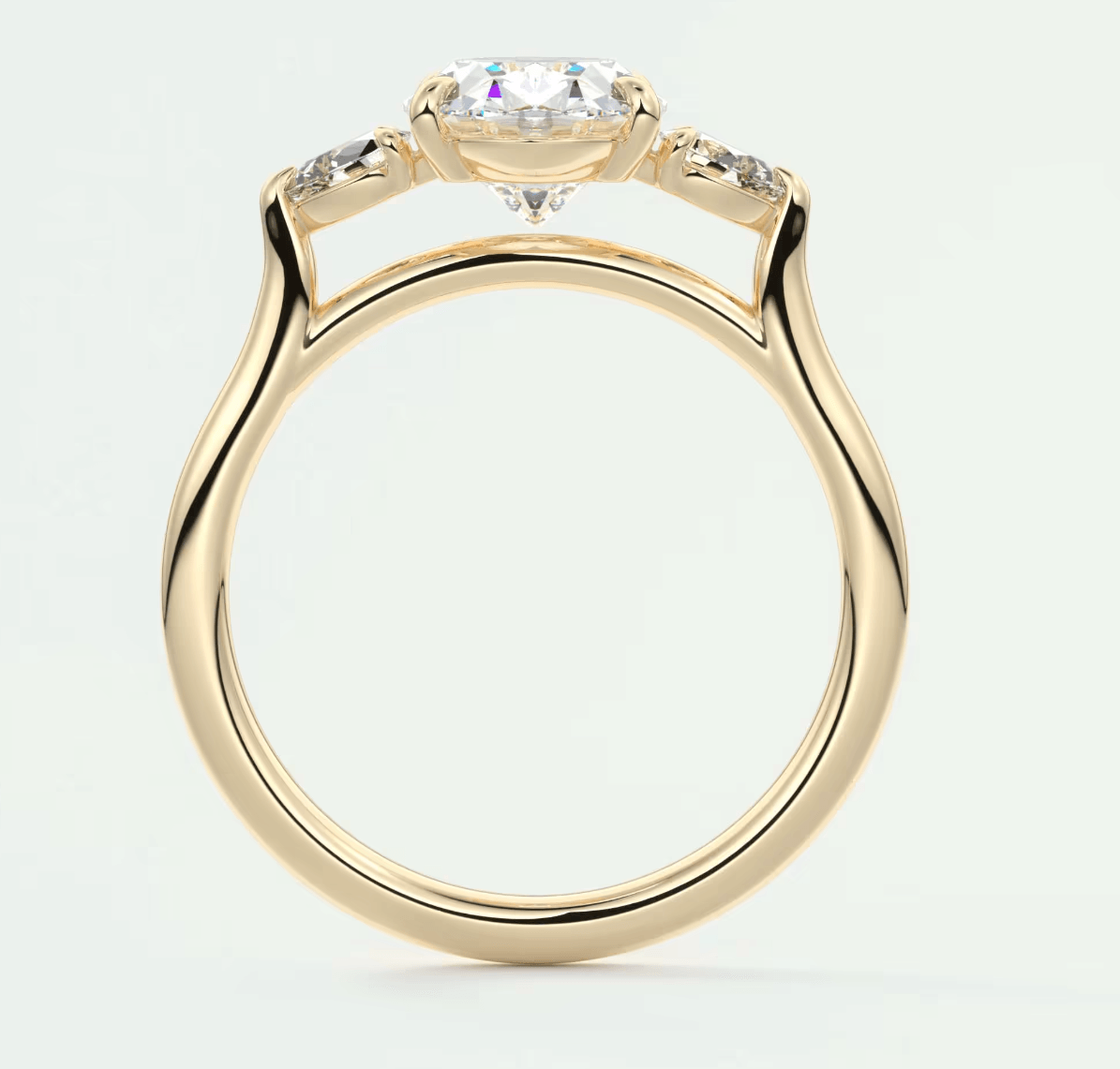 Amara Oval Three-Stone Engagement Ring – Lab Diamond or Moissanite