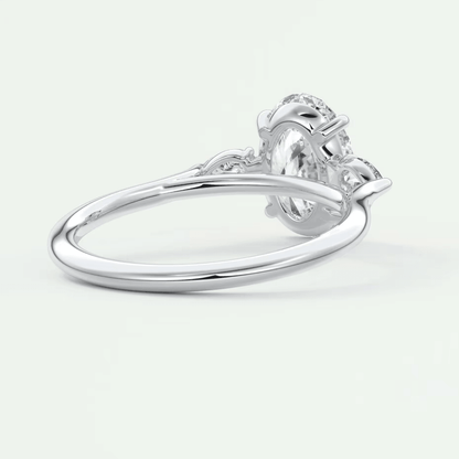 Amara Oval Three-Stone Engagement Ring – Lab Diamond or Moissanite