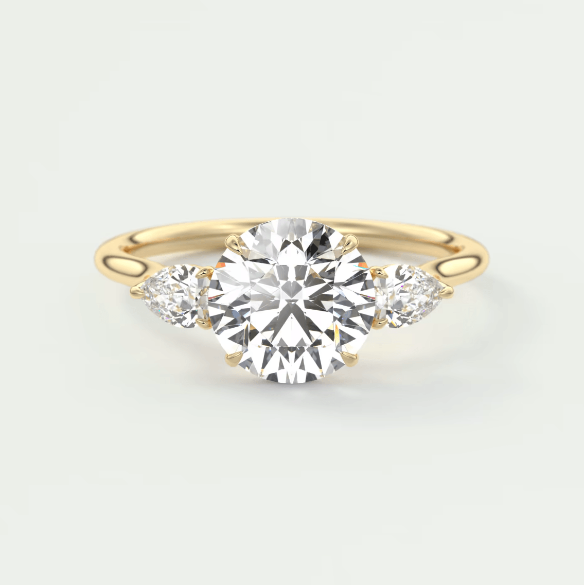 Amara Round Three-Stone Engagement Ring – Lab Diamond or Moissanite