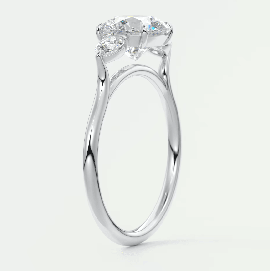 Amara Round Three-Stone Engagement Ring – Lab Diamond or Moissanite