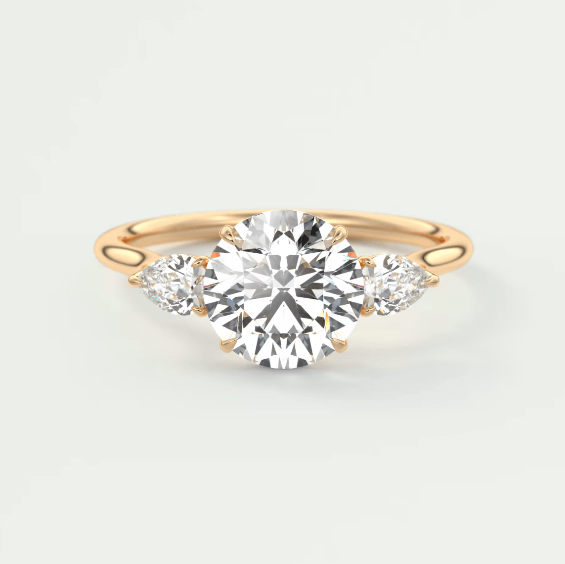 Amara Round Three-Stone Engagement Ring – Lab Diamond or Moissanite