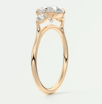 Amara Round Three-Stone Engagement Ring – Lab Diamond or Moissanite