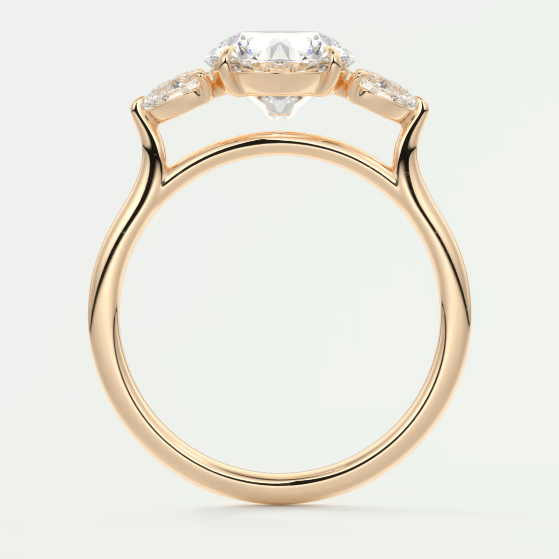 Amara Round Three-Stone Engagement Ring – Lab Diamond or Moissanite