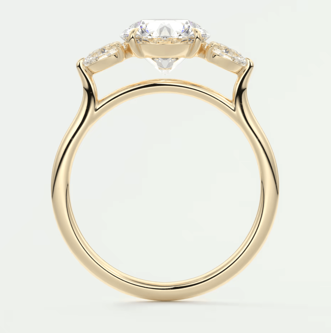 Amara Round Three-Stone Engagement Ring – Lab Diamond or Moissanite