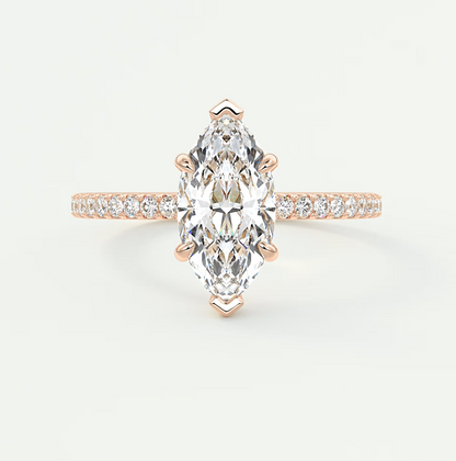 Amelie Marquise Hidden Halo Pavé Engagement Ring