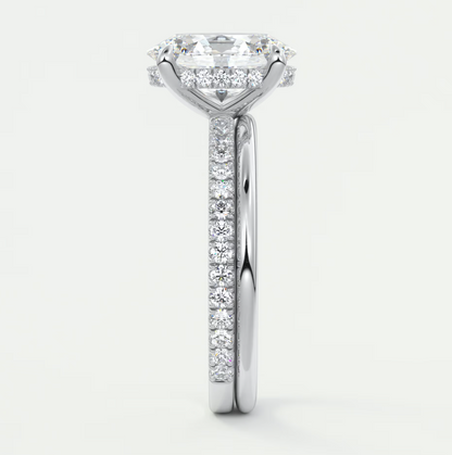 Amelie Oval Hidden Halo Pavé Engagement Ring