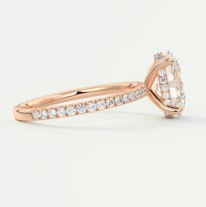 Amelie Oval Hidden Halo Pavé Engagement Ring