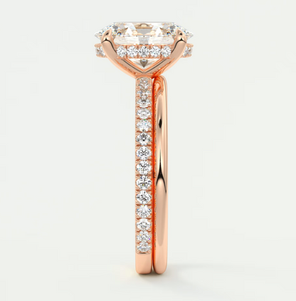 Amelie Oval Hidden Halo Pavé Engagement Ring