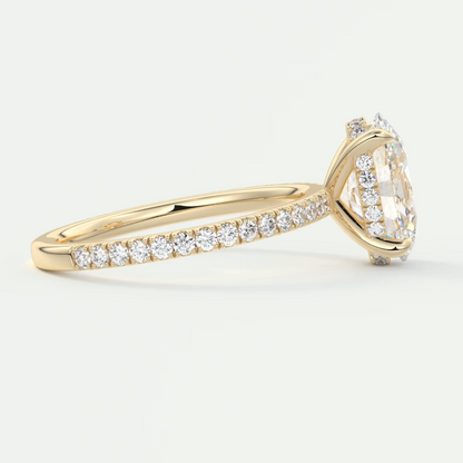 Amelie Oval Hidden Halo Pavé Engagement Ring