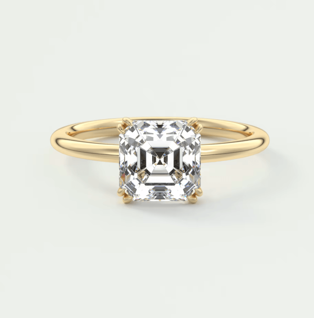 Aura Glide Asscher Double Prong Solitaire Ring – Lab Diamond or Moissanite