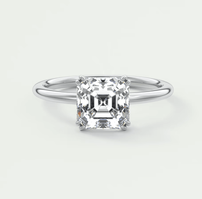 Aura Glide Asscher Double Prong Solitaire Ring – Lab Diamond or Moissanite