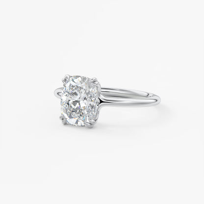 Aura Glide Elongated Cushion Solitaire Ring – Lab Diamond or Moissanite