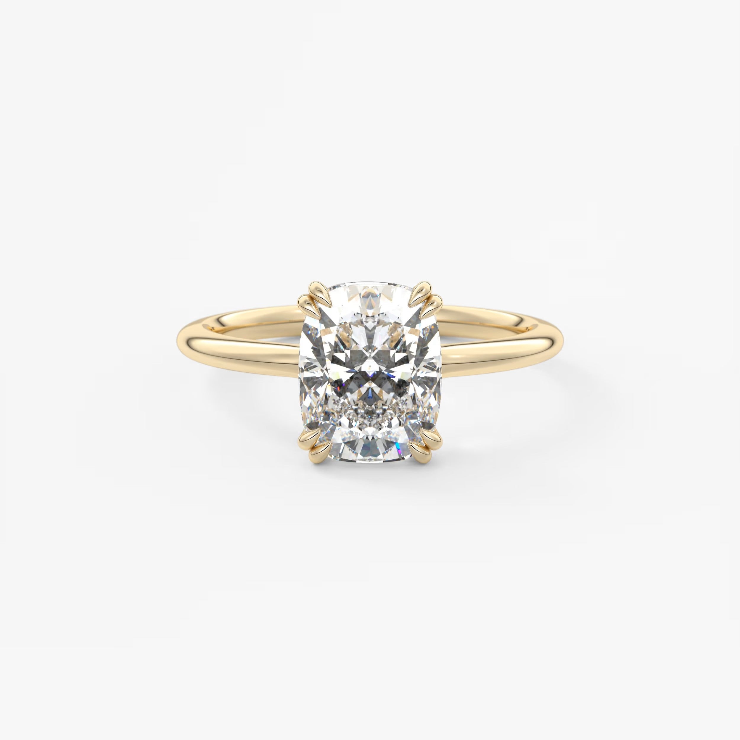 Aura Glide Elongated Cushion Solitaire Ring – Lab Diamond or Moissanite