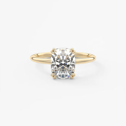 Aura Glide Elongated Cushion Solitaire Ring – Lab Diamond or Moissanite