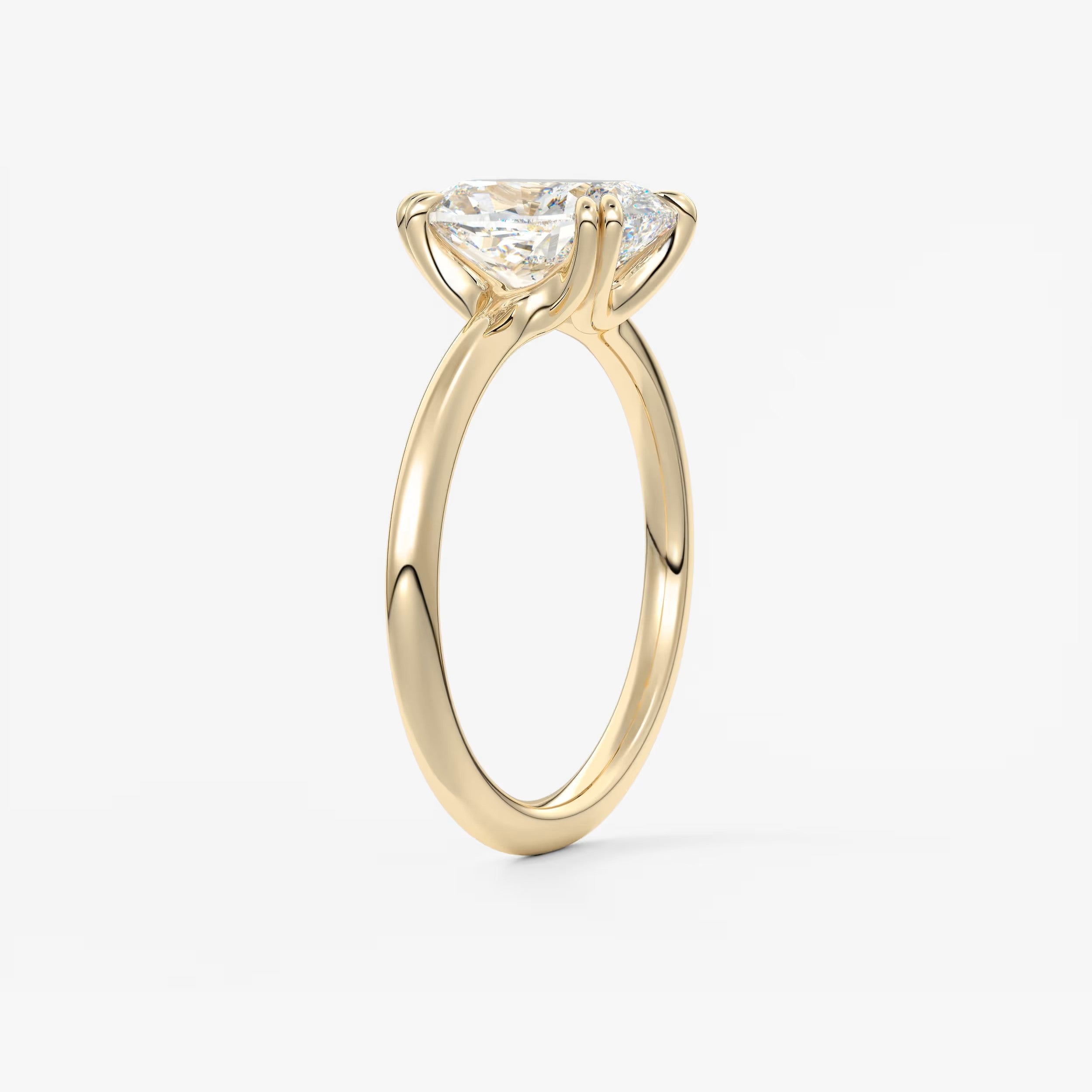 Aura Glide Elongated Cushion Solitaire Ring – Lab Diamond or Moissanite