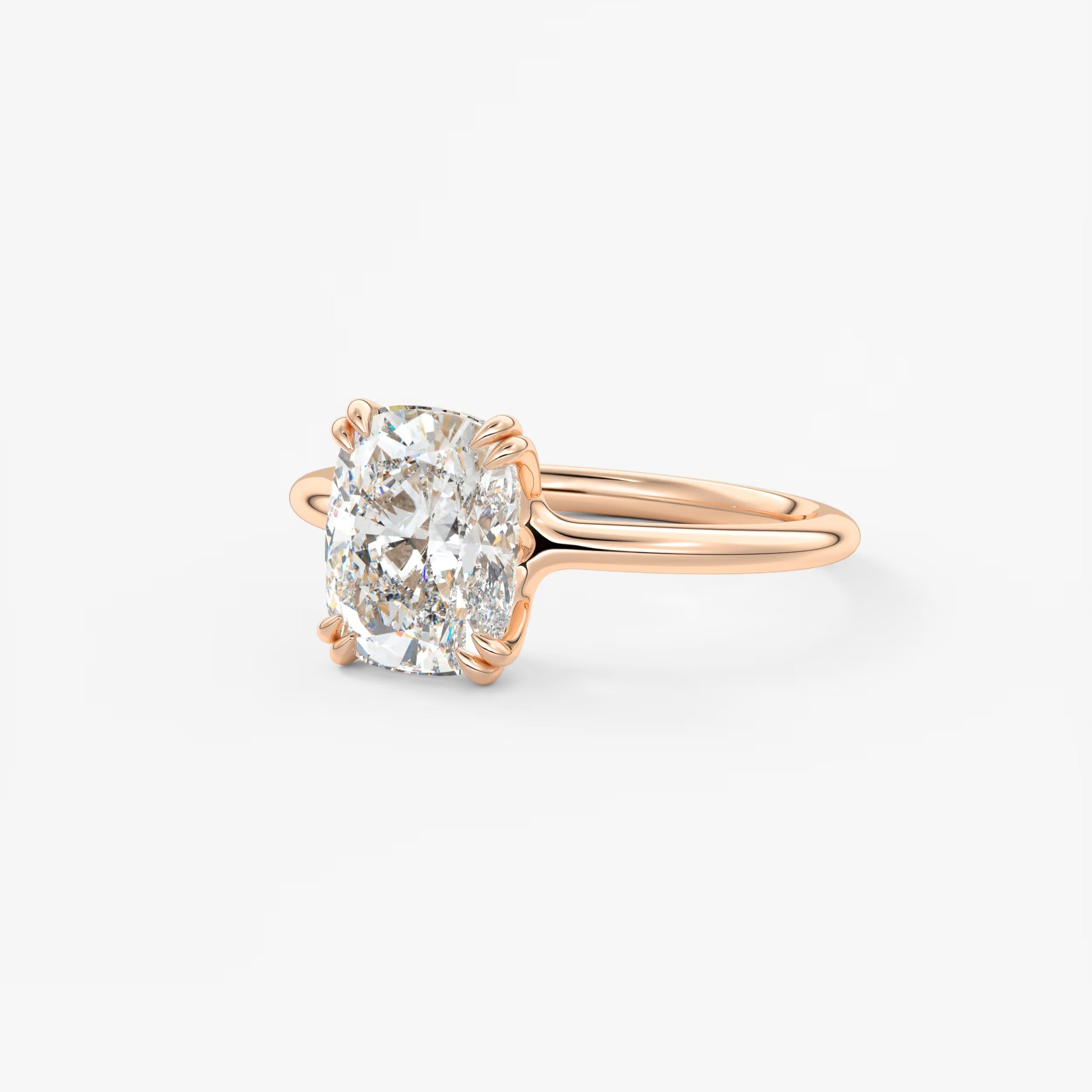 Aura Glide Elongated Cushion Solitaire Ring – Lab Diamond or Moissanite