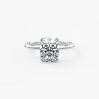 Aura Glide Elongated Cushion Solitaire Ring – Lab Diamond or Moissanite